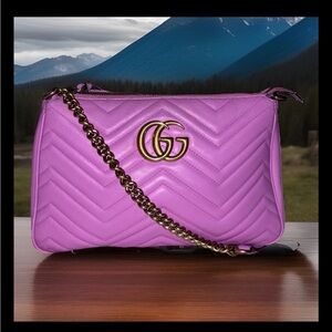 Gucci Vintage Marmot Quilted Chevron Ultra Violet Shoulder Bag with Dust Bag
